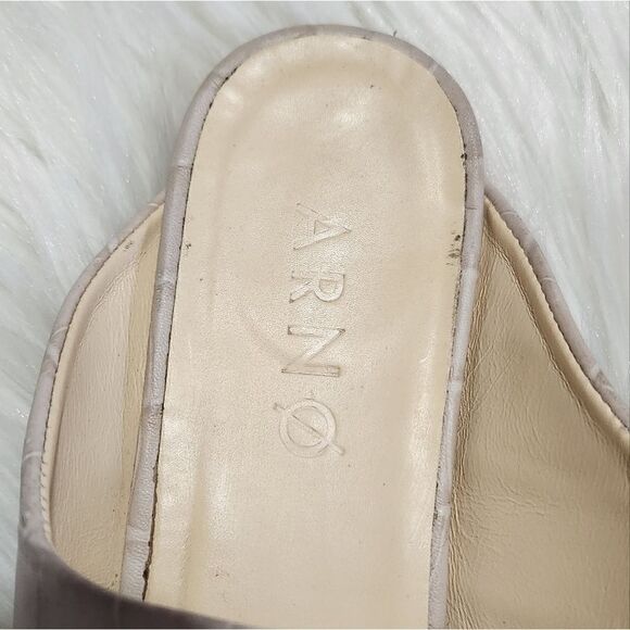 Arno Italian Pale Pink Croc Leather Mules Flat 7.5 - Picture 3 of 7